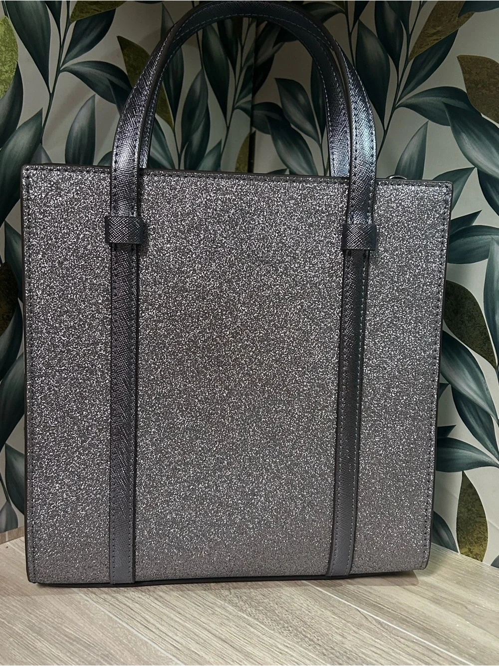 Kate Spade Kenzie Blueish Silver Glitter Small Tote Bag - NWOT
